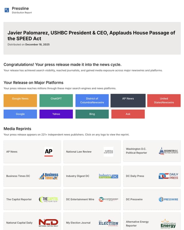 Sample press release report preview